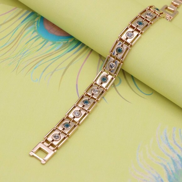 Elegant Rose Gold Bracelet with Evil Eye and Crystal Accents, XPBL0710 - Picture 2 of 12